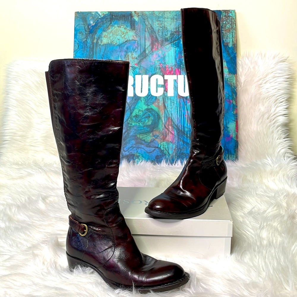 {Born} Brown Leather Knee Boots with 1.5” heel 👢